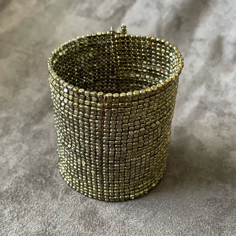Gold beaded cuff bracelet